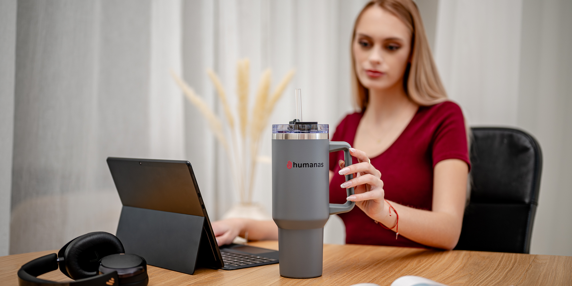 Kubek termiczny Humanas Viva 1200 ml - szary